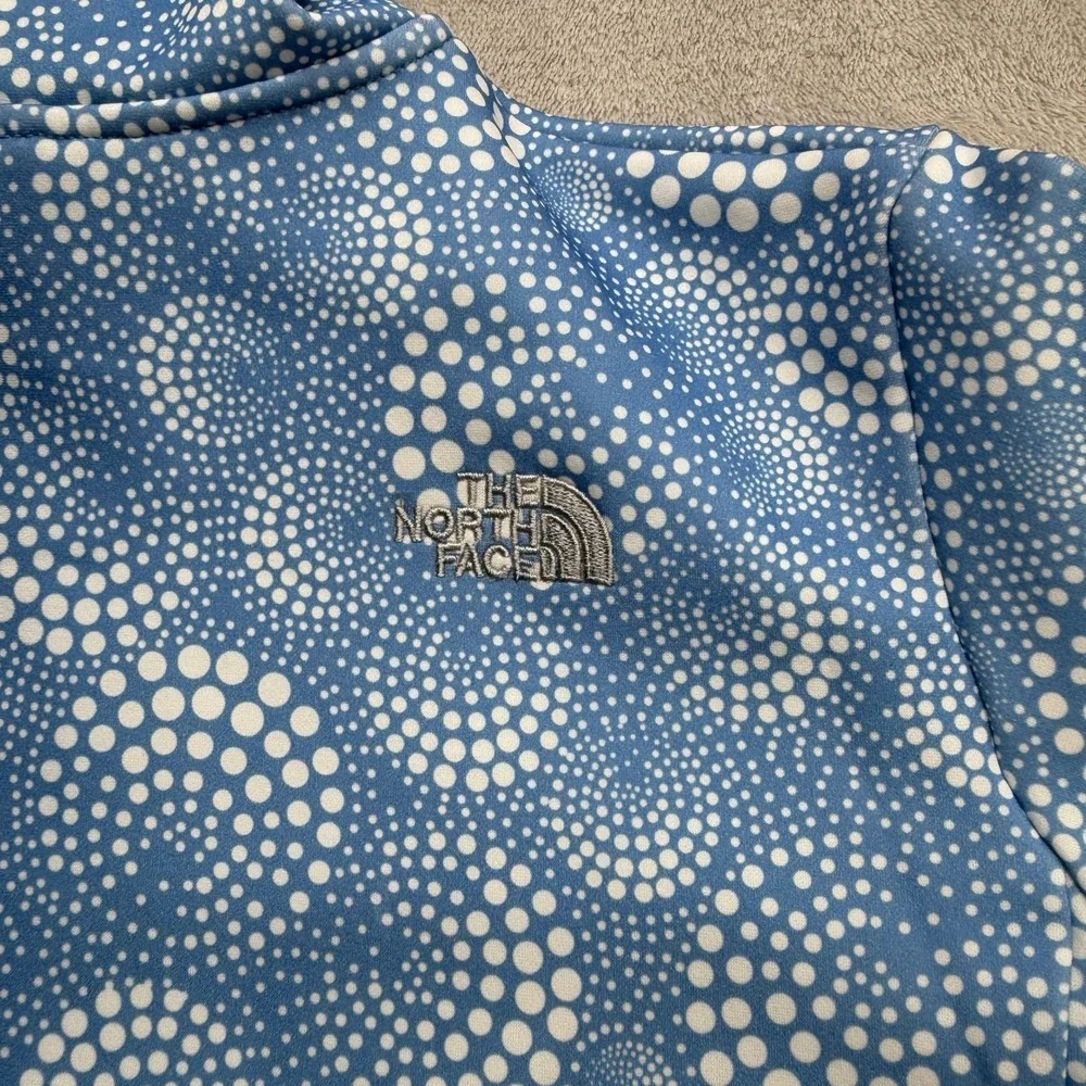 The North Face Full Zip Hoodie Girls XL‎ Blue Polka Dot Swirl Softshell Jacket